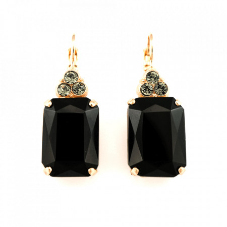 Cercei placati cu Aur roz de 24K, cu cristale Swarovski, Black Diamond | 1225/1-280215RG6-Multicolor-5582