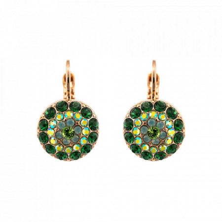 Cercei placati cu Aur roz de 24K, cu cristale Swarovski, Fern | 1141-2143RG6-Verde-2052