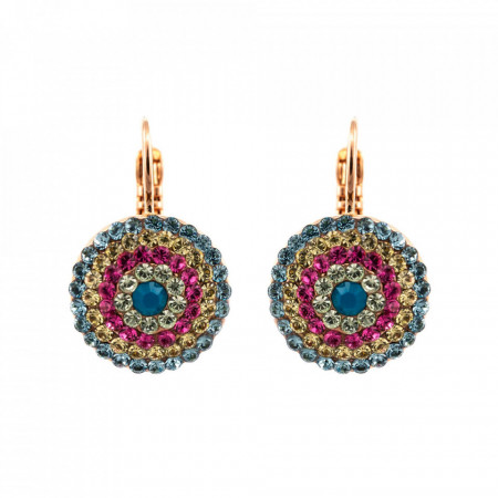 Cercei placati cu Aur roz de 24K, cu cristale Swarovski, Spring Flowers | 1193-2141RG6-Multicolor-5482