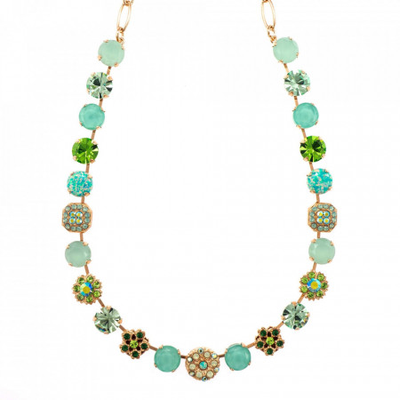 Colier placat cu Aur roz de 24K, cu cristale Swarovski, Fern | 3245/3SO2-M2143RG-Verde-6142