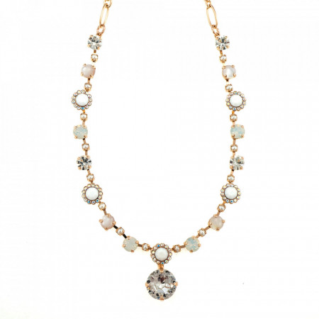 Colier placat cu Aur roz de 24K, cu cristale Swarovski, Seashell | 3033-M1201RG-Alb-6262