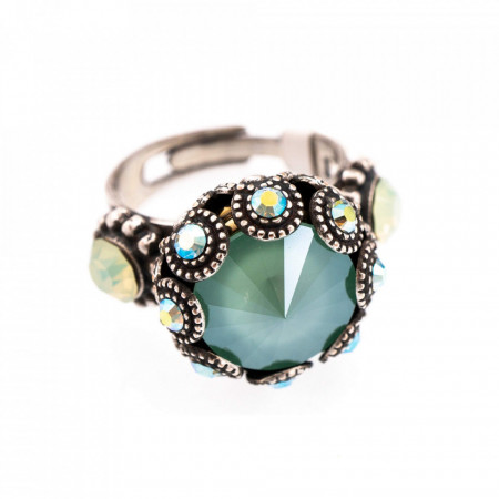 Inel placat cu Argint 925, cu cristale Swarovski, Fern | 7042-2143SP-Verde-7462