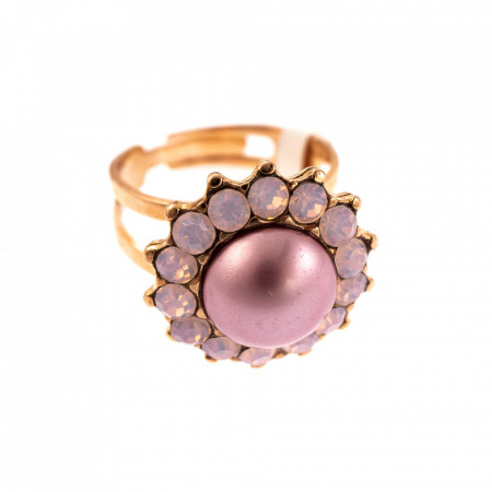 Inel placat cu Aur roz de 24K, cu cristale Swarovski, Antigua | 7023-395121RG-Roz-7052