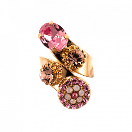 Inel placat cu Aur roz de 24K, cu cristale Swarovski, Antigua | 7416-223-1RG-Roz-7592