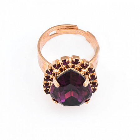 Inel placat cu Aur roz de 24K, cu cristale Swarovski, Bohemian Rhapsody | 7098-204RG-Mov-7582