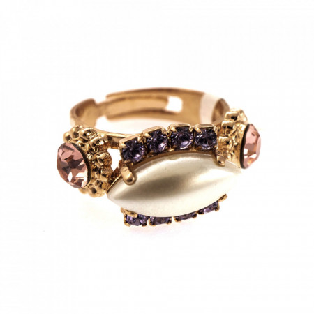 Inel placat cu Aur roz de 24K, cu cristale Swarovski, Romance | 7516-139-10RG-Multicolor-7652