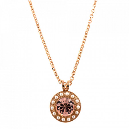 Pandantiv cu lant placat cu Aur roz de 24K, cu cristale Swarovski, Romance | 5129/1-139-10RG-Multicolor-6472