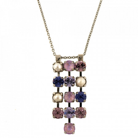 Pandantiv cu lant placat cu rodiu, cu cristale Swarovski, Romance | 5430/3-139-10RO-Multicolor-6942