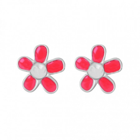 Cercei Argint 925 pentru copii, Little Pink Pearl Flower-Roz-8283