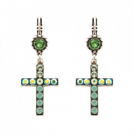Cercei placati cu Argint 925, cu cristale Swarovski, Fern | 1247-2143SP6-Verde-5603
