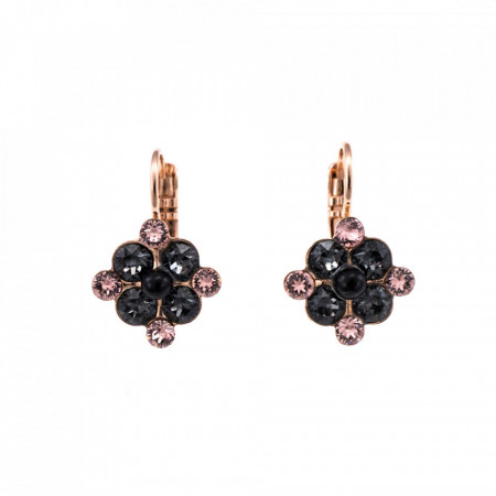 Cercei placati cu Aur roz de 24K, cu cristale Swarovski, Black Diamond | 1164/1-1073RG6-Multicolor-5363