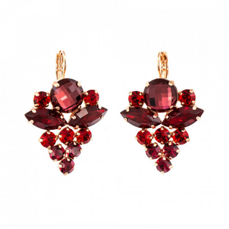 Cercei placati cu Aur roz de 24K, cu cristale Swarovski, Lady In Red | 1037R/1-1070RG6-Rosu-1483