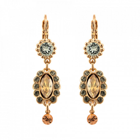 Cercei placati cu Aur roz de 24K, cu cristale Swarovski, Earl Grey | 1092/1-1132RG6-Gri/Bej-9123