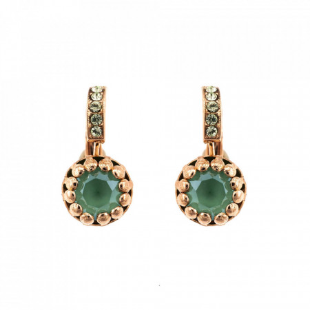 Cercei placati cu Aur roz de 24K, cu cristale Swarovski, Fern | 1160-2143RG6-Verde-5353