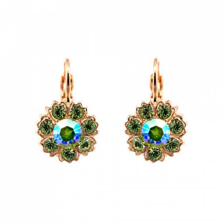 Cercei placati cu Aur roz de 24K, cu cristale Swarovski, Fern | 1411/2-2143RG6-Verde-5563