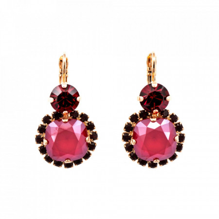 Cercei placati cu Aur roz de 24K, cu cristale Swarovski, FireFly | 1326/10-2140RG6-Rosu-5393