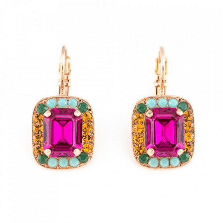Cercei placati cu Aur roz de 24K, cu cristale Swarovski, Happy Days | 1040/1-1007RG6-Multicolor-1493