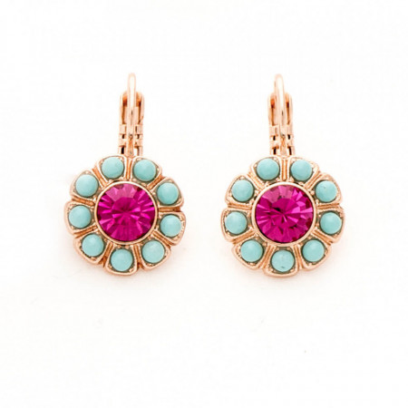 Cercei placati cu Aur roz de 24K, cu cristale Swarovski, Happy Days | 1131-1037RG6-Multicolor-2003