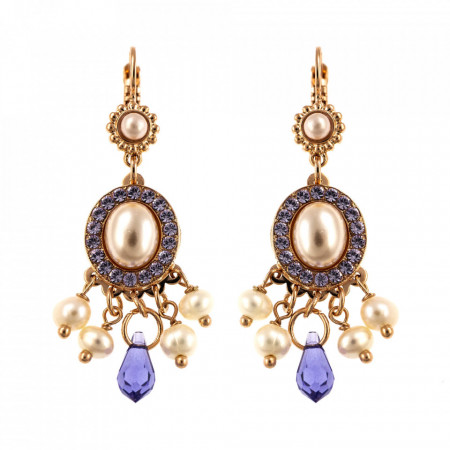 Cercei placati cu Aur roz de 24K, cu cristale Swarovski, Romance | 1198-139-10RG6-Multicolor-5503