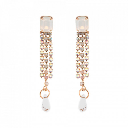 Cercei placati cu Aur roz de 24K, cu cristale Swarovski, Seashell | 1518/1-M1201RG2-Alb-6103