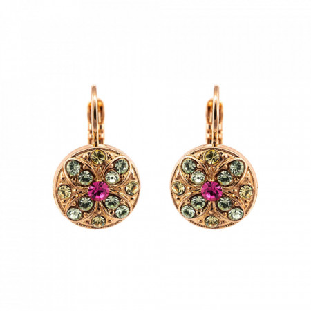 Cercei placati cu Aur roz de 24K, cu cristale Swarovski, Spring Flowers | 1218-2141RG6-Multicolor-5543