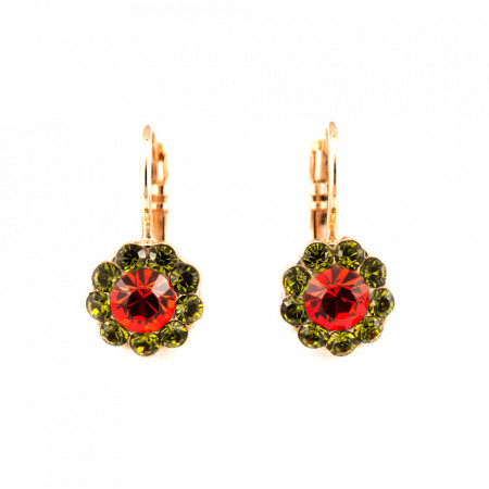 Cercei placati cu Aur roz de 24K, cu cristale Swarovski, Tiger Lily | 1379-1311RG6-Multicolor-5493