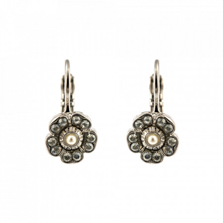 Cercei placati cu rodiu, cu cristale Swarovski, Earl Grey | 1504/2-1132RO6-Alb/Gri, Gri/Bej-9013