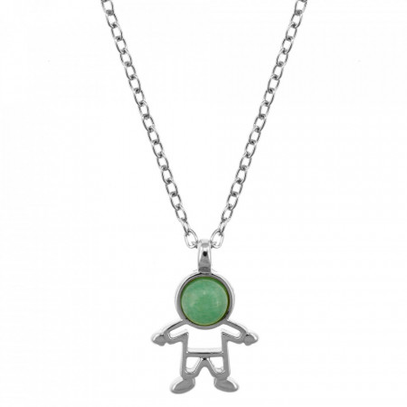 Colier placat cu argint - The Precious Little Boy si piatra semipretioasa Quartz Verde-Verde-7793