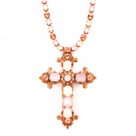 Colier placat cu Aur roz de 24K, cu cristale Swarovski, Tiara Day | 3422-2333RG-Multicolor-6233