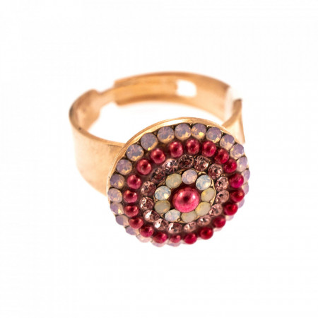 Inel placat cu Aur roz de 24K, cu cristale Swarovski, Antigua | 7193-223-1RG-Roz-7743