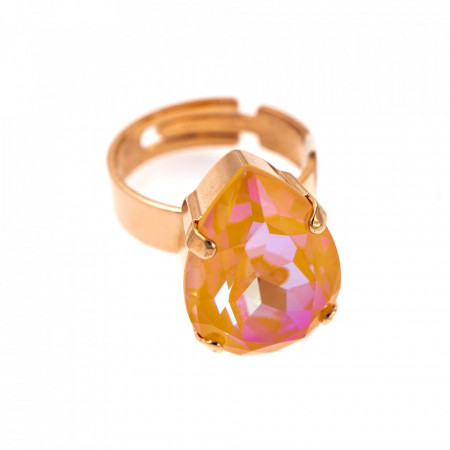 Inel placat cu Aur roz de 24K, cu cristale Swarovski, Gardenia | 7098/5-140RG-Portocaliu-7593