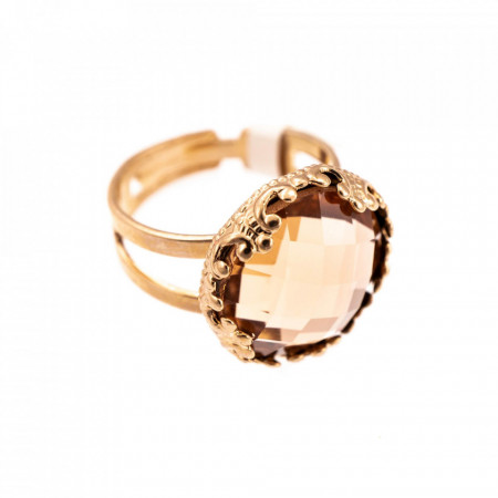 Inel placat cu Aur roz de 24K, cu cristale Swarovski, Jackie | 7220-362ARG-Bej-7513