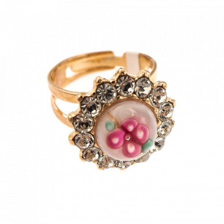 Inel placat cu Aur roz de 24K, cu cristale Swarovski, Seashell | 7023-0011RG-Alb-7033