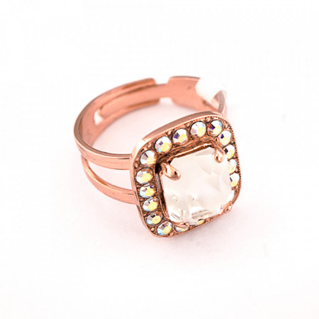 Inel placat cu Aur roz de 24K, cu cristale Swarovski, Seashell | 7040/1-1201RG-Alb-7453