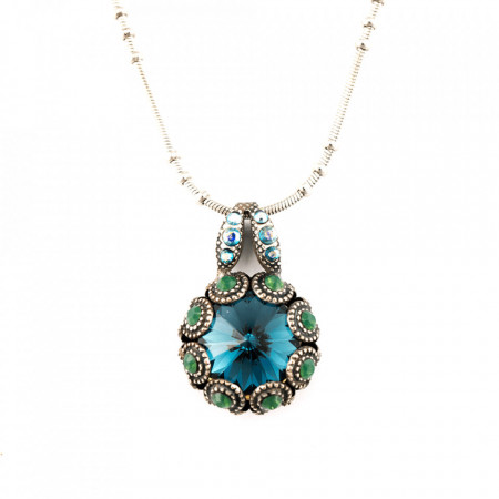 Pandantiv cu lant placat cu Argint 925, cu cristale Swarovski, Julia | 5070-1316SP-Multicolor-6383