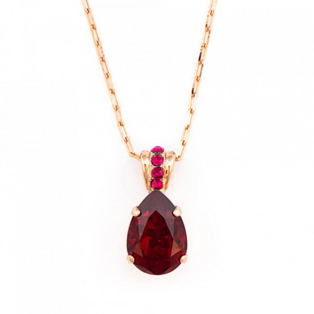 Pandantiv cu lant placat cu Aur roz de 24K, cu cristale Swarovski, Lady In Red | 5312-208SRG-Rosu-6873