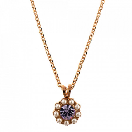 Pandantiv cu lant placat cu Aur roz de 24K, cu cristale Swarovski, Romance | 5035/1-139-10RG-Multicolor-6323
