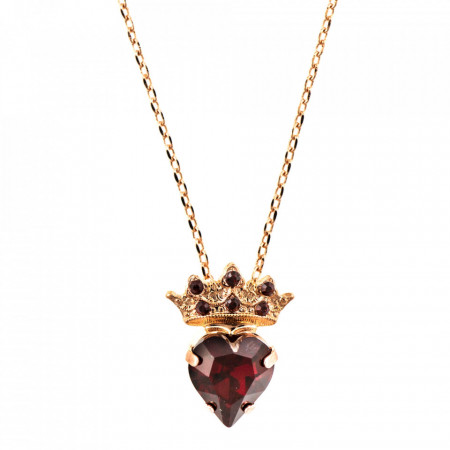 Pandantiv cu lant placat cu Aur roz de 24K, cu cristale Swarovski, Lady In Red | 5543-208208RG-Rosu-6983