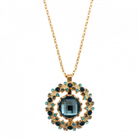 Pandantiv cu lant placat cu Aur roz de 24K, cu cristale Swarovski, Nightfall | 5040/5-1114RG-Albastru-6333