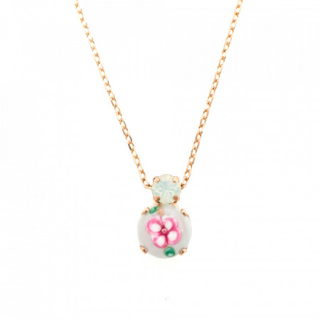 Pandantiv cu lant placat cu Aur roz de 24K, cu cristale Swarovski, Seashell | 5062/1-04863RG-Multicolor-6373