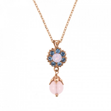 Pandantiv cu lant placat cu Aur roz de 24K, cu cristale Swarovski, California Dreaming | 5074/2-M1067RG-Multicolor-6393