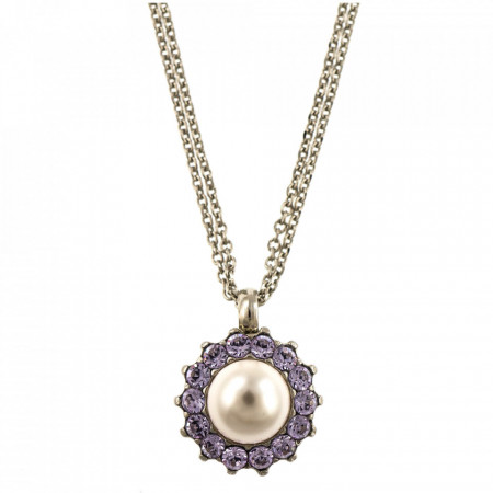Pandantiv cu lant placat cu rodiu, cu cristale Swarovski, Romance | 5034/1-139-10RO-Multicolor-6313