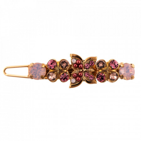 Agrafa de par placata cu Aur roz de 24K, cu cristale Swarovski, Antigua | 9016-223-1RG-Roz-6194