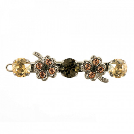Agrafa de par placata cu rodiu, cu cristale Swarovski, Earl Grey | 9001-1132RO-Gri/Bej-8974