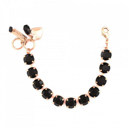 Bratara placata cu Aur roz de 24K, cu cristale Swarovski, Check Mate | 4474-280RG-Negru-1174