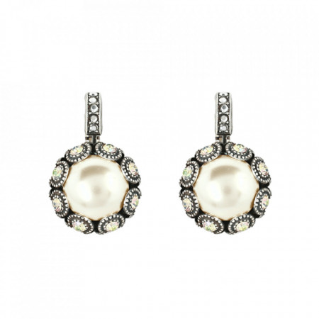 Cercei placati cu Argint 925, cu cristale Swarovski, Crystal Pearl's | 1386-1006sp6-Alb-5514