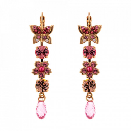 Cercei placati cu Aur roz de 24K, cu cristale Swarovski, Antigua | 1414/3-223-1RG6-Roz-5604