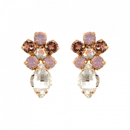Cercei placati cu Aur roz de 24K, cu cristale Swarovski, Aura | 1628/1-1112RG2-Multicolor-6154
