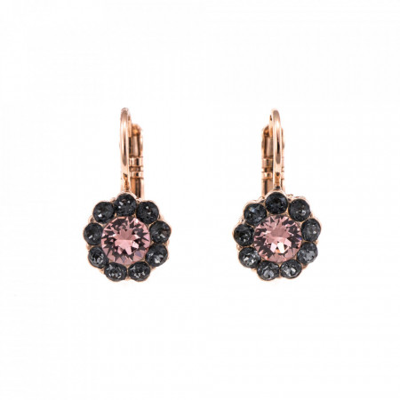 Cercei placati cu Aur roz de 24K, cu cristale Swarovski, Black Diamond | 1379-1073RG6-Multicolor-5484
