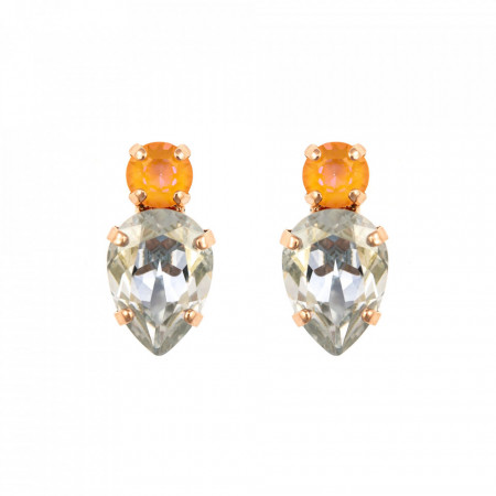 Cercei placati cu Aur roz de 24K, cu cristale Swarovski, Gardenia | 1030/6-1913RG2-Multicolor-1364